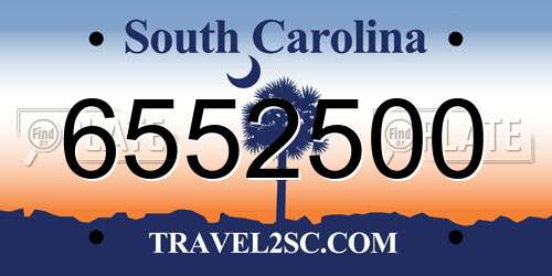 6552500 South Carolina License Plate