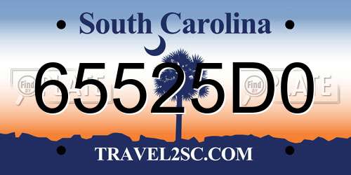 65525D0 South Carolina License Plate