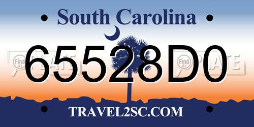 65528D0 South Carolina License Plate