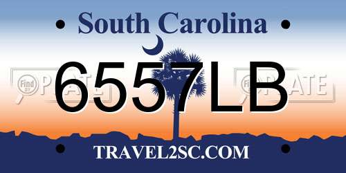 6557LB South Carolina License Plate