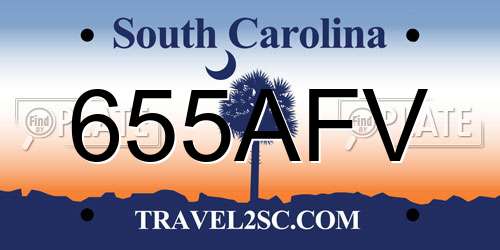 655AFV South Carolina License Plate