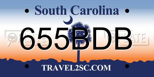 655BDB South Carolina License Plate