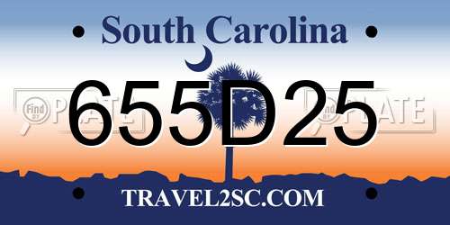 655D25 South Carolina License Plate