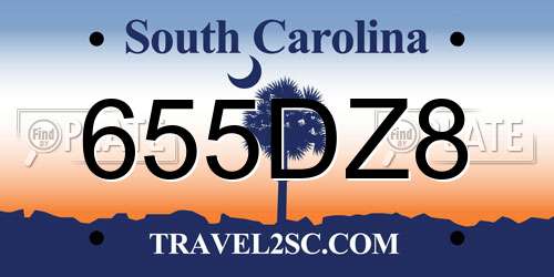 655DZ8 South Carolina License Plate