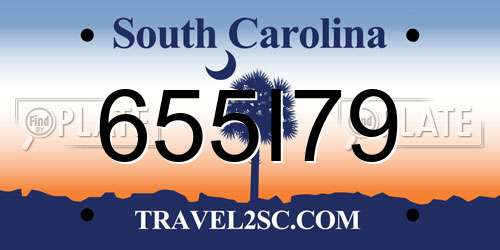 655I79 South Carolina License Plate