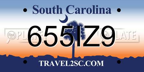 655IZ9 South Carolina License Plate