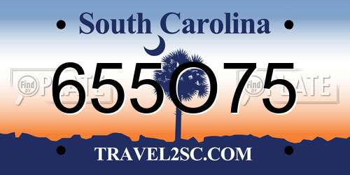 655O75 South Carolina License Plate