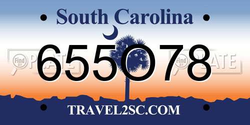 655O78 South Carolina License Plate