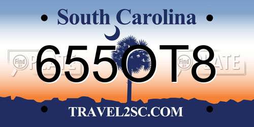 655OT8 South Carolina License Plate