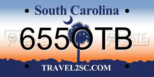655OTB South Carolina License Plate