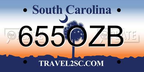655OZB South Carolina License Plate