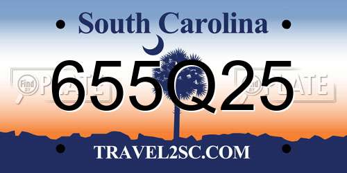 655Q25 South Carolina License Plate