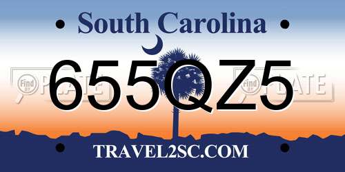 655QZ5 South Carolina License Plate