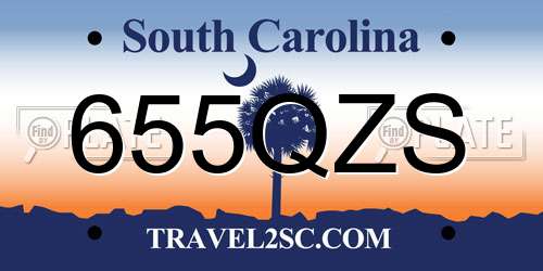 655QZS South Carolina License Plate
