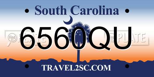 6560QU South Carolina License Plate