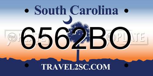 6562BO South Carolina License Plate