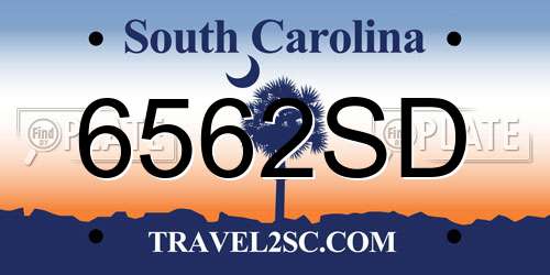 6562SD South Carolina License Plate