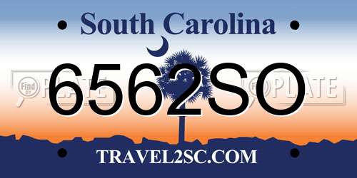 6562SO South Carolina License Plate