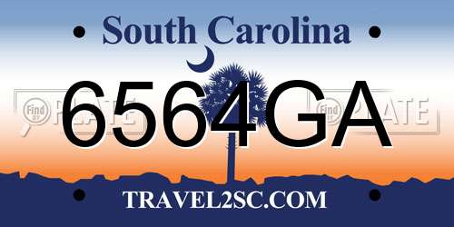 6564GA South Carolina License Plate