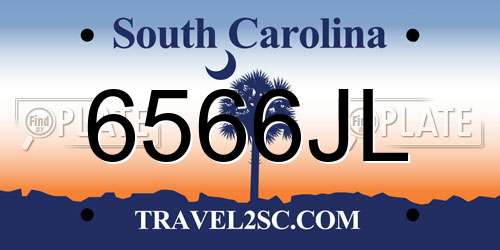 6566JL South Carolina License Plate