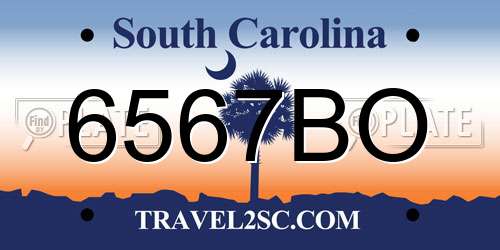 6567BO South Carolina License Plate