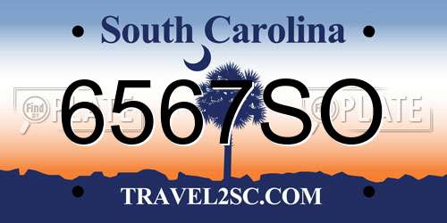 6567SO South Carolina License Plate