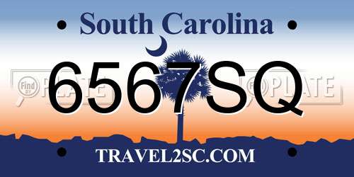 6567SQ South Carolina License Plate