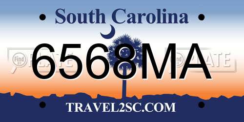 6568MA South Carolina License Plate