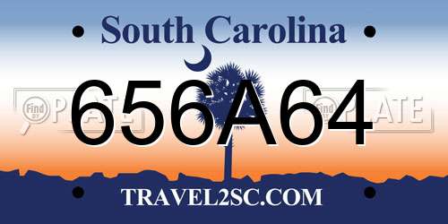 656A64 South Carolina License Plate