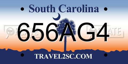 656AG4 South Carolina License Plate