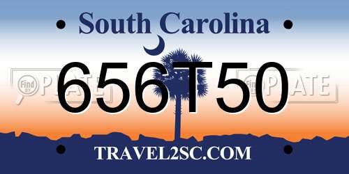 656T50 South Carolina License Plate