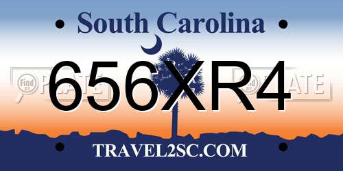 656XR4 South Carolina License Plate