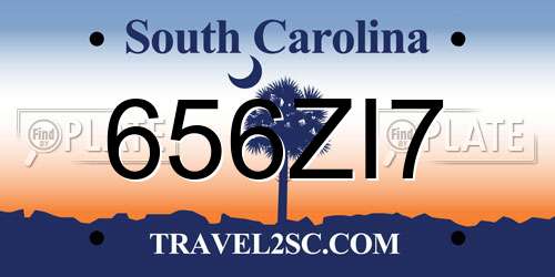 656ZI7 South Carolina License Plate