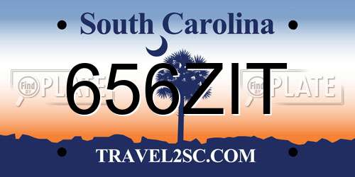 656ZIT South Carolina License Plate