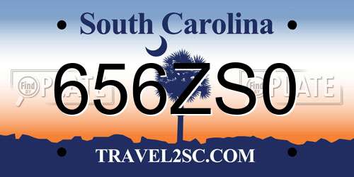 656ZS0 South Carolina License Plate