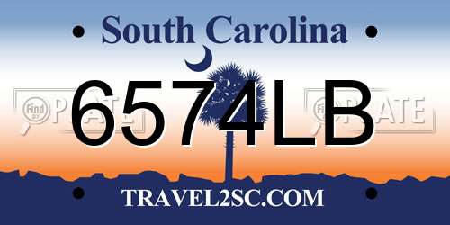 6574LB South Carolina License Plate
