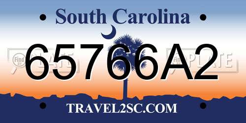 65766A2 South Carolina License Plate