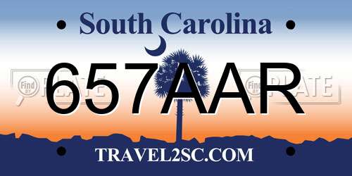 657AAR South Carolina License Plate