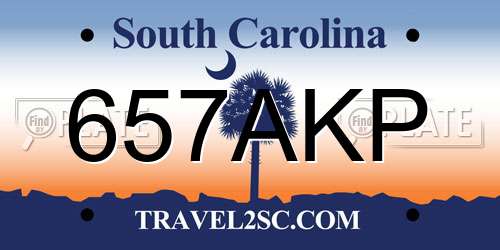 657AKP South Carolina License Plate