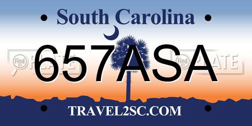 657ASA South Carolina License Plate