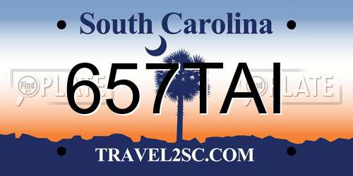 657TAI South Carolina License Plate