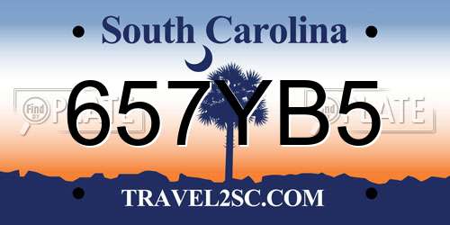 657YB5 South Carolina License Plate
