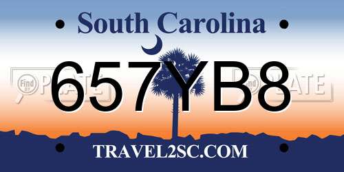 657YB8 South Carolina License Plate