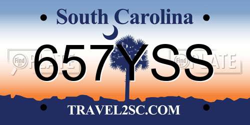 657YSS South Carolina License Plate