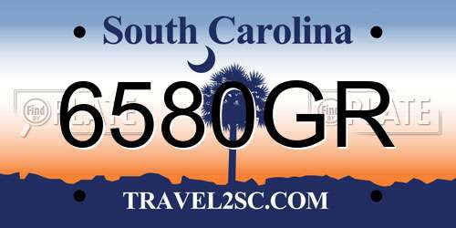6580GR South Carolina License Plate