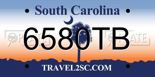 6580TB South Carolina License Plate