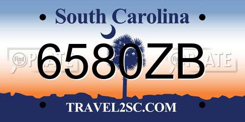 6580ZB South Carolina License Plate