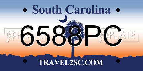 6588PC South Carolina License Plate