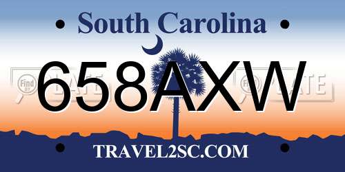 658AXW South Carolina License Plate