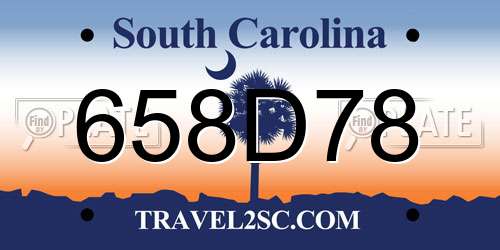658D78 South Carolina License Plate